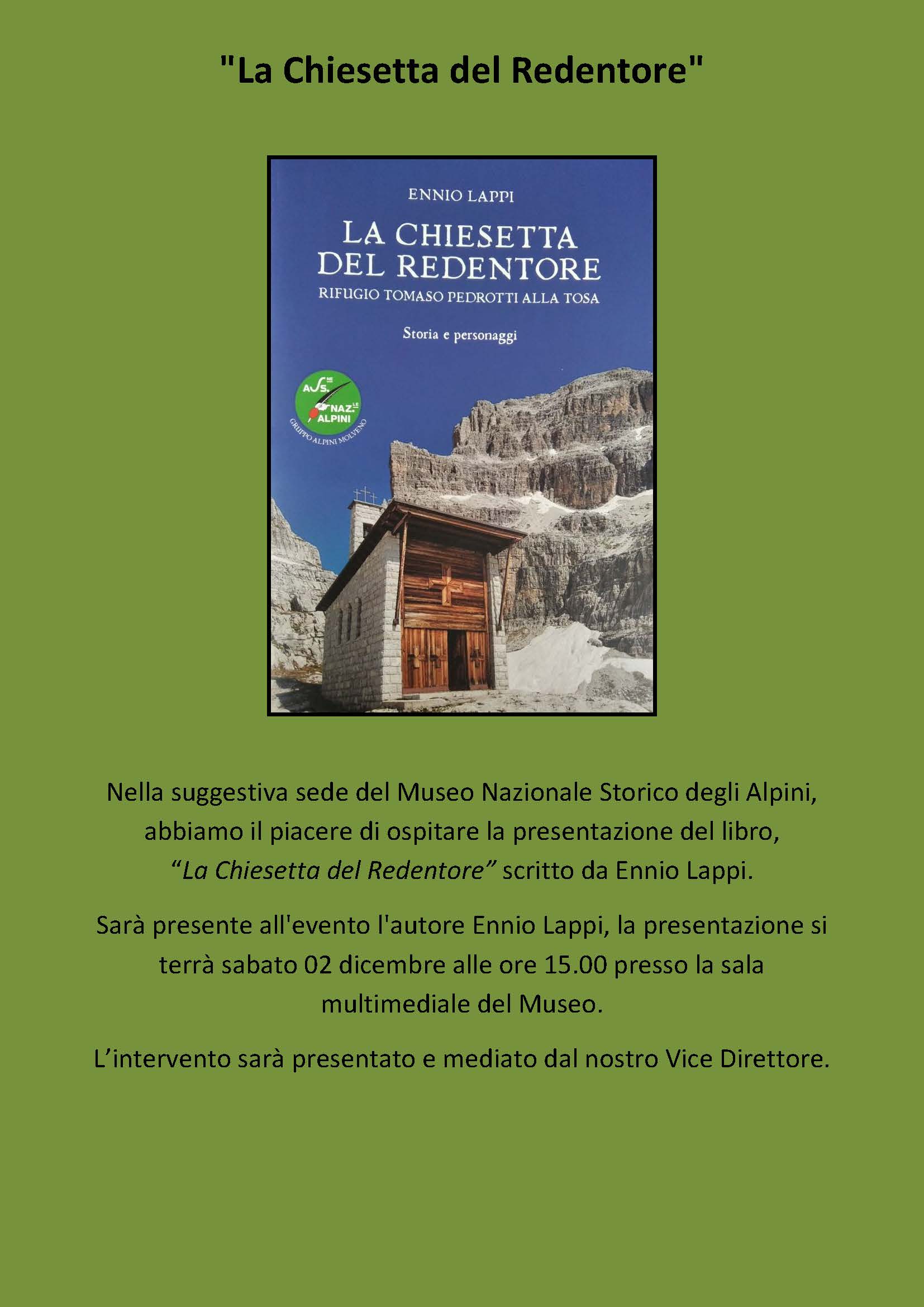 Presentazione libro “La chiesetta del Redentore”