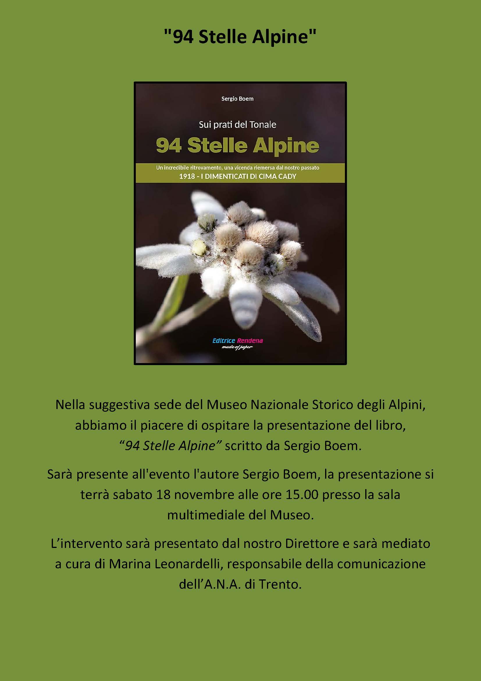 Presentazione libro “94 Stelle Alpine”