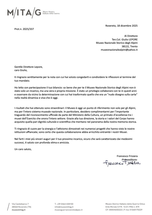 Saluto dal MITAG di Rovereto